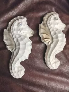 Vintage Ceramic Seahorse Set Of Two Wall Hanging 6.5" Tall - Picture 1 of 4