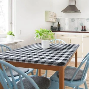 Kitchen Tablecloth -Fitted with Elastic, Vinyl with Flannel Back, Fits for Ta... - Picture 1 of 8
