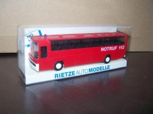 MB O303 Bus Feuerwehr NOTRUF 112 Rietze 1:87 Art.Nr 60184 unbesp. Vitrinenmodell - Bild 1 von 4