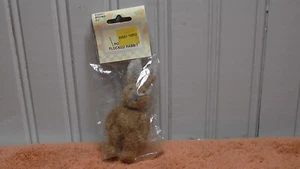Vintage  Flocked brown rabbit Easter bunny~Arts & Crafts~ Vintage NIP - Picture 1 of 5