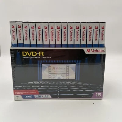 15 Pack Verbatim DVD+R 4.7 GB 1X - 4X 120 Min In Video Cases Brand New Sealed - Image 1 of 4