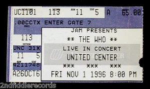THE WHO-Rare Original Nov.1, 1996 Concert Ticket-United Center-Pete Townshend - Picture 1 of 1