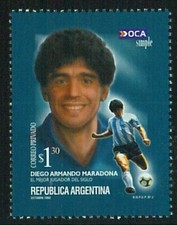 FOOTBALL Calcio - ARGENTINA: MARADONA !! Francobollo Privato 2002