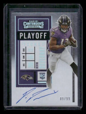 2020 Panini Contenders #132 Devin Duvernay AUTO /99 Rookie Playoff Ticket Ravens - Image 1 of 2