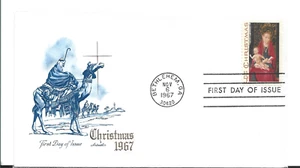 CUBIERTA DE EDICIÓN DEL PRIMER DÍA, PM DE NAVIDAD 1967 - MAGOS EN CAMELLO Y BEBÉ JESÚS, SELLO DE 5 CENTAVOS - Imagen 1 de 1