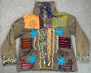 Cotton Seed Casual Wear Women's Hippie Patchwork Button Up Jacket Size XL - Picture 1 of 10