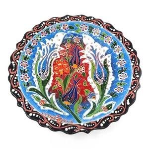10" Turkish Polychrome Hand Painted Ceramic Plate Floral Pattern Handmade Plate - Picture 1 of 4