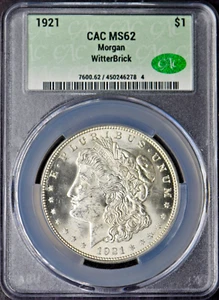 1921 Morgan Silver Dollar - CAC MS62 WitterBrick Signed - ✪COINGIANTS✪ - Picture 1 of 2