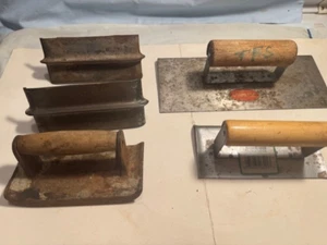 5 ASSTD - VINTAGE CAST IRON CONCRETE CENTER LINE + STAINLESS STEEL EDGER TOOLS - Picture 1 of 15