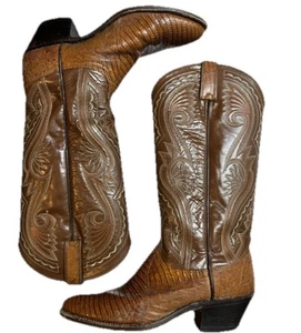 Botas vaqueras Dan Post marrón exótico lagarto y cuero para mujer talla 6 - Imagen 1 de 17