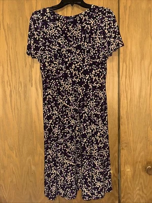 Vestido Chaps Manga Acampanada Cuello en V Ajuste y Acampanado Talla M Negro Púrpura Tostado Jersey Foto 1 de 4