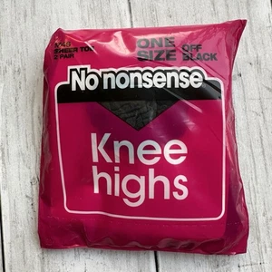 VINTAGE NO NONSENSE KNIESTRÜMPFE ONE SIZE OFF BLACK M46 SHEER TOE 2 PAAR - Bild 1 von 3