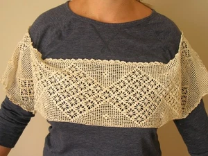 Vintage hand crochet shrug COLLAR Victorian Edwardian style Women's ivory - Picture 1 of 8