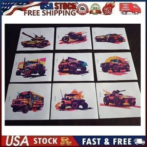 9Pcs Abstract Vehicle Decals for Walls, Various Sizes in 8x10" Sheets - Picture 1 of 13