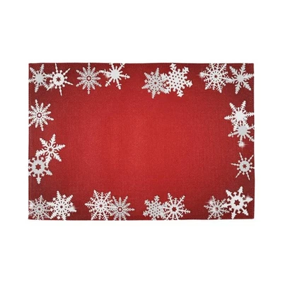 Red Christmas Snowflake Abstract Placemats, Washable Table Place Mats for Kit... - Image 1 of 4