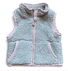 Bebé Niñas Carters Gris Rosa Recortado Sherpa Cremallera Completa Chaleco Sin Mangas - Talla 6 meses - Imagen 1 de 1
