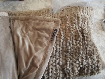 Pottery Barn faux fur taupe throw 50 60 photo shoot sample - Image 1 of 2