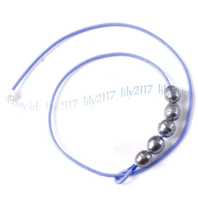 Collares de cuerda de cuero multicolor perla negra plata blanca natural de 10-12 mm Foto 1 de 4