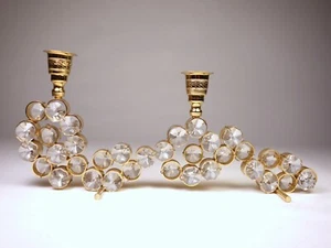 palwa leuchter kerzenständer messing brass 50er mid century candleholder glas - Bild 1 von 3