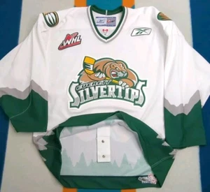 Camiseta deportiva Everett Silvertips cosida para jugadores de juego en blanco WHL Hockey Reebok CCM talla 48 - Imagen 1 de 8