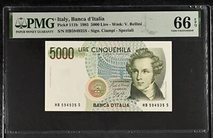 Italy 5000 Lire 1985 P 111 b Ciampi-Speziali Gem UNC PMG 66 EPQ - Picture 1 of 1
