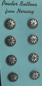 Vintage Pewter Buttons~ 8 Tinn-Per 11/16” EXCELLENT QUALITY!❄️ - Picture 1 of 1