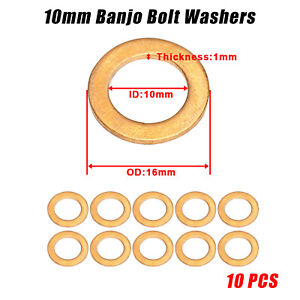 10 pcs 10mm Motorcycle Brake Line Banjo Bolt Washers Copper Crush Sealing Gasket
