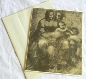 Tarjeta de Navidad de colección Da Vinci-B&W-La Virgen, Santa Ana, Jesús y San Juan-de colección - Imagen 1 de 5