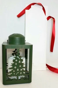 Christmas Tree Lantern Battery Powered Candle with Gift Box 7" Green - Picture 1 of 5