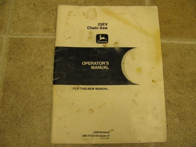 Руководство оператора цепной пилы John Deere 25EV OM-TY20544 - Изображение 1 из 1