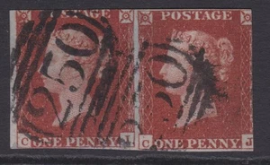 GB QV 1841 sg8 1d red imperf unplated pair CI CJ - Picture 1 of 2