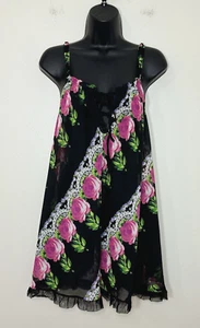 Betsey Johnson Babydoll Slip Dress Sheer Floral Cami Nightgown Romantic, S - Picture 1 of 15