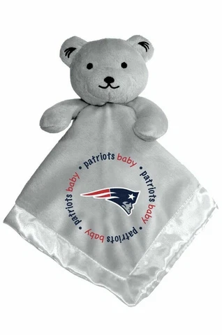 New England Patriots Baby Security Gray Bear Blanket, NFL Licensed, 14X14 Cover