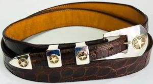 J.C. Delgarito Navajo Sterling Silber .925 Sterne Ranger Gürtelschnalle 40 Alligator - Bild 1 von 8