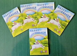 Package of 5 Rainbow & Bunny EASTER Greeting Cards w/Envelopes - 5.75" x 4" -NOS - Picture 1 of 6