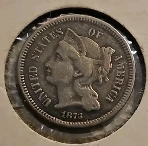 1873 Three Cent Nickel 3 US Coin 3C - Picture 1 of 3