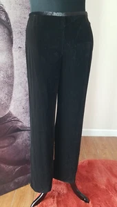 ARMANI COLLEZIONI Women's Black Velvet Wide Leg Flat Front Trouser Pant Size 10 - Picture 1 of 10