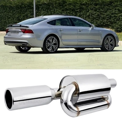 Silenciador de escape de doble bucle 2,5" ID 4,0" punta inoxidable para Audi A3 A4 A5 A6 A7 A8 Foto 1 de 4