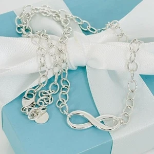 Collar colgante Tiffany & Co Infinity de 18" grandes eslabones ovalados pesados en plata - Imagen 1 de 10