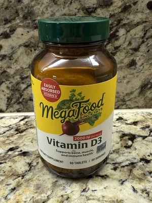 MegaFood Vitamina D3 2000 UI 90 tabs Vitamina D, Inmune, Huesos, Dientes, Músculos Foto 1 de 3