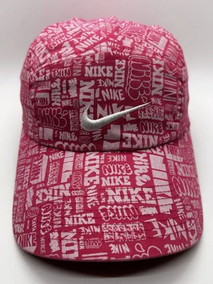 Nike Swoosh AW84 Runner Cap Hat Women Adjustable Multi Logo Pink Poly Cotton - Image 1 of 4