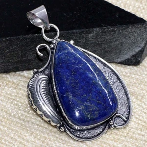 925 Silver Plated Pretty Lapis Lazuli Pendant Jewelry Size 2.2" GW - Foto 1 di 3