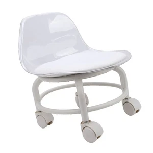 (Transparent Gray)Low Rolling Stool With Wheels Back Support Small Acrylic UF - Picture 1 of 12