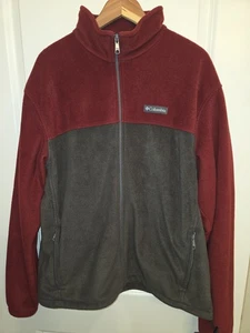 Columbia Sportswear XL Two-Tone Burgundy & Charcoal Fleece Jacket w/ Zipper - Picture 1 of 10