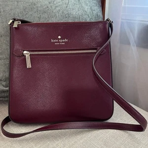 Kate Spade Sadie North South Saffiano Leather Crossbody Women Bag D411 Burgundy - Picture 1 of 11