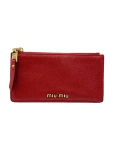 Estuche para tarjetas MIU MIU de cuero rojo para mujer - Imagen 1 de 7