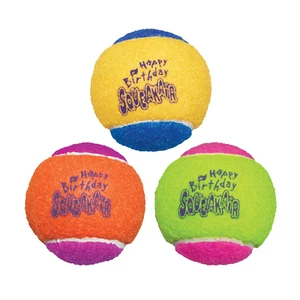 KONG HAPPY BIRTHDAY SQUEAKER TENNIS BALLS for Dogs and puppies 3pk Free Shipping - Picture 1 of 4