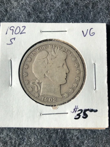 1902-S Barber Half Nice Original VG Cover