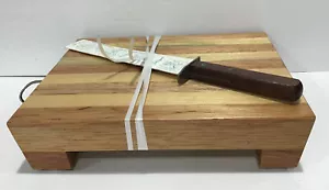 Vintage Scandinavian Small Tabletop Butcher Block Footed Cutting Board 11x9” NEW - Picture 1 of 12