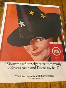 Vintage 1966 Lucky Strike Cigarettes Woman In Witches Hat ad - Picture 1 of 1